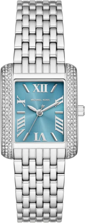buildup manifestation climatic runway morale standard or Leather Band Michael Kors Emery Women's Watch, Rectangular Stainless Steel Watch for Women with Steel 