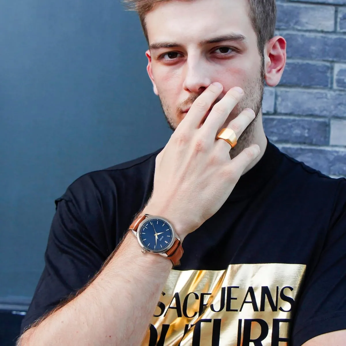 BUREI Mens Fashion Watches Dress Minimalist Wrist Watches for Men Brown Leather Analog Watch Display with Slim Case Design relojes para Hombres