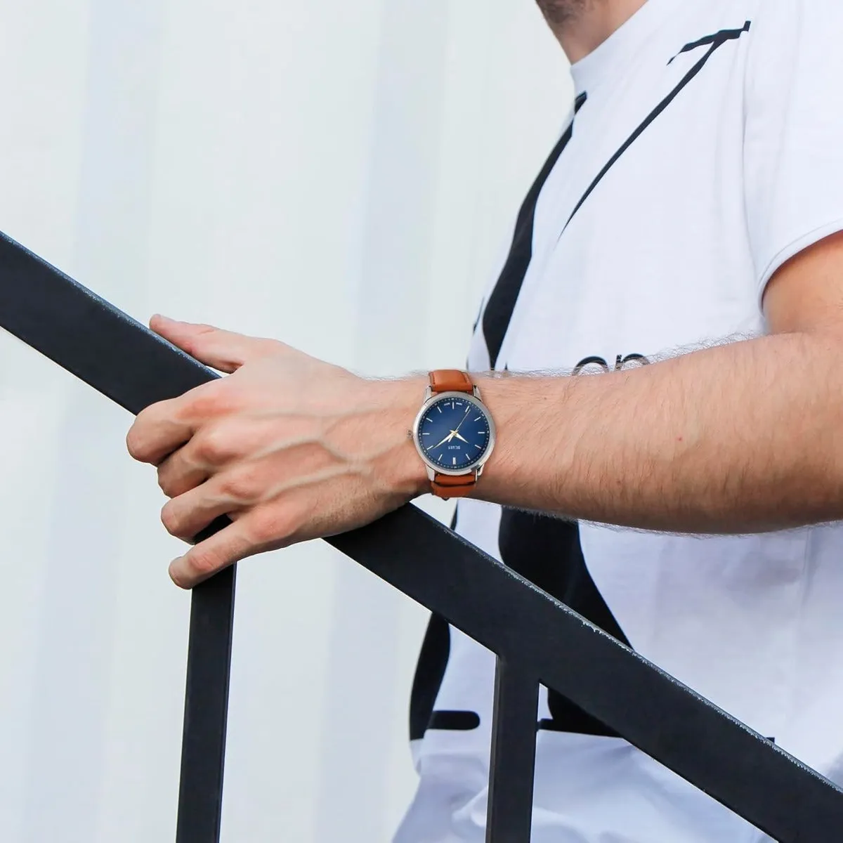 BUREI Mens Fashion Watches Dress Minimalist Wrist Watches for Men Brown Leather Analog Watch Display with Slim Case Design relojes para Hombres