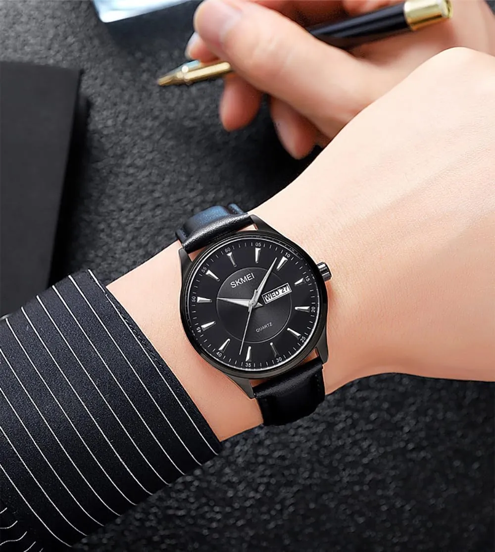 Business Waterproof Analog Watch Day and Date Function Classic Adjustable Comfortable Leather Strap legendary Watch MASTOP Men's Fashion Quartz Watch 