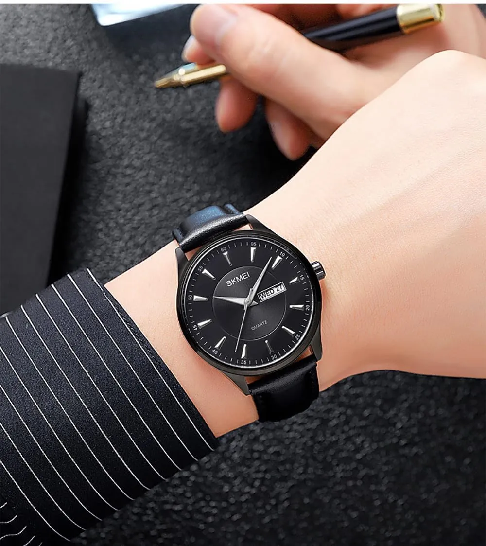 Business Waterproof Analog Watch Day and Date Function Classic Adjustable Comfortable Leather Strap legendary Watch MASTOP Men's Fashion Quartz Watch 