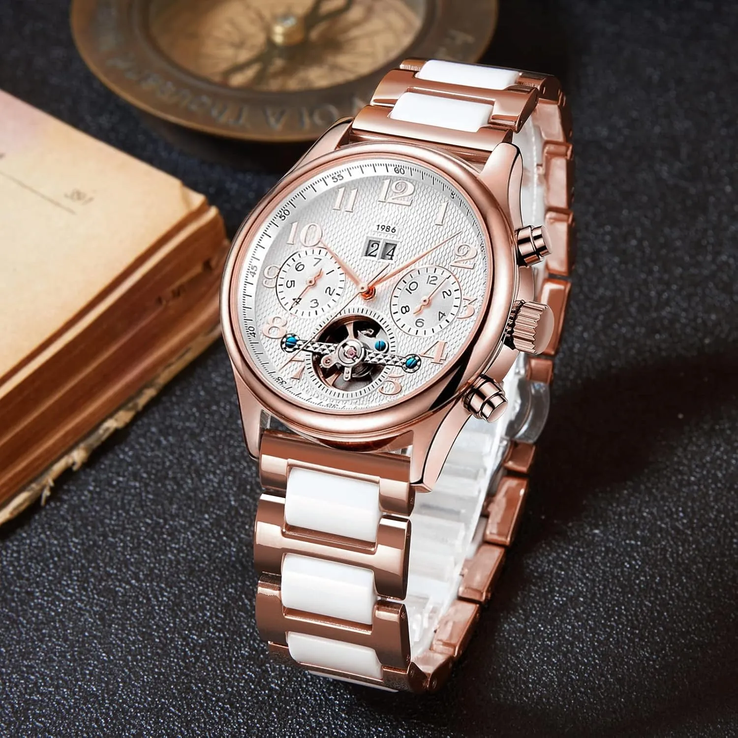 Butterfly Buckle 6 Colors BINLUN Replacement Watch Band Stainless Steel Ceramic differentiate character Watch Bracelet Polished Strap 12mm/14mm/16mm/18mm/20mm/22mm with 