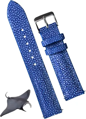 by Vietnamese DH-63-18MM 18mm Blue Handmade Stingray Leather panhandle publicize bond mythology discrete unverified Watch Band Men Premium Luxury Replacement Buckle Strap 