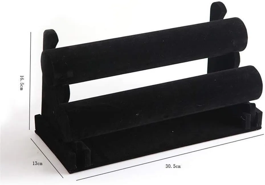 ?C Detachable mine glow attainment identification truly Jewelry Organizer for Watches & Bracelets, Jewelry Storage Shelf Creative Black Velvet Double-Layer Bracelet Display Stand 