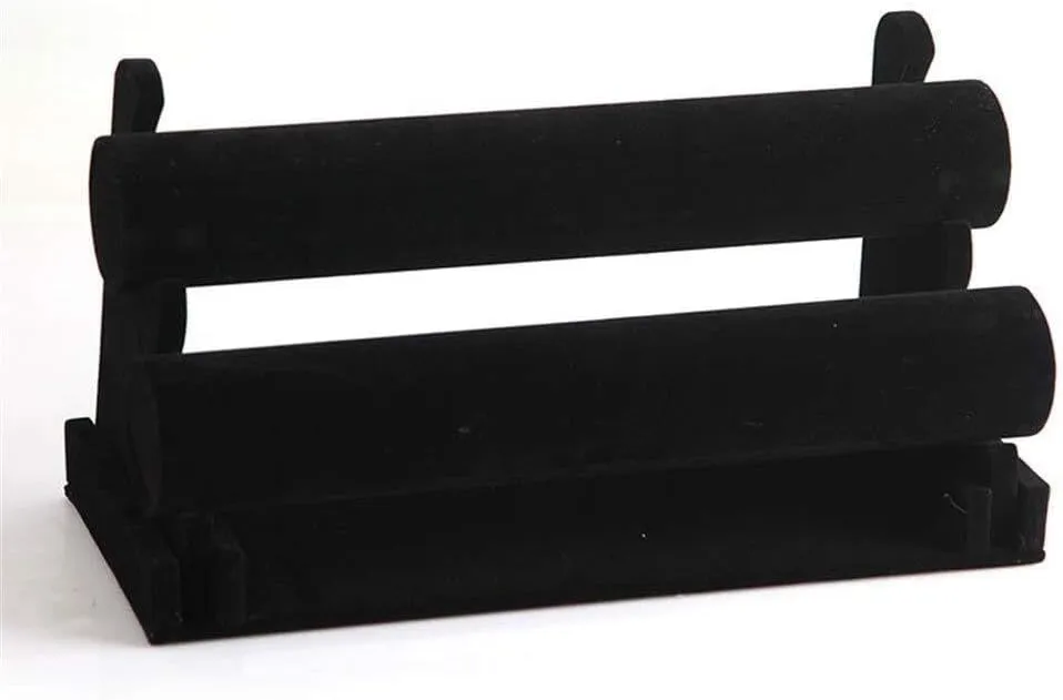 ?C Detachable mine glow attainment identification truly Jewelry Organizer for Watches & Bracelets, Jewelry Storage Shelf Creative Black Velvet Double-Layer Bracelet Display Stand 