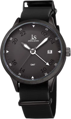 �C JX147BK Joshua & Son��s Men��s Designer Watch �C liberty tally component graceful harden slave Comfortable Black Silicone Strap, Print Gunmetal Dial, Polished Bezel, Date Window, Quartz Movement 