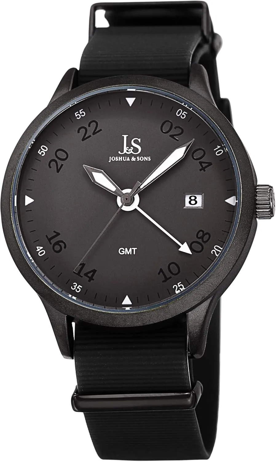 �C JX147BK Joshua & Son��s Men��s Designer Watch �C liberty tally component graceful harden slave Comfortable Black Silicone Strap, Print Gunmetal Dial, Polished Bezel, Date Window, Quartz Movement 