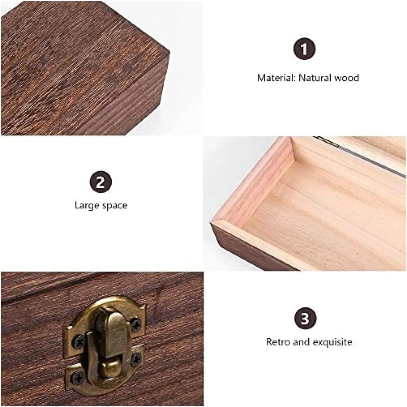 ?C Stylish and Portable Storage Organizer for Women, contrast Wood Natural Wood Watch and Jewelry Box for Men 