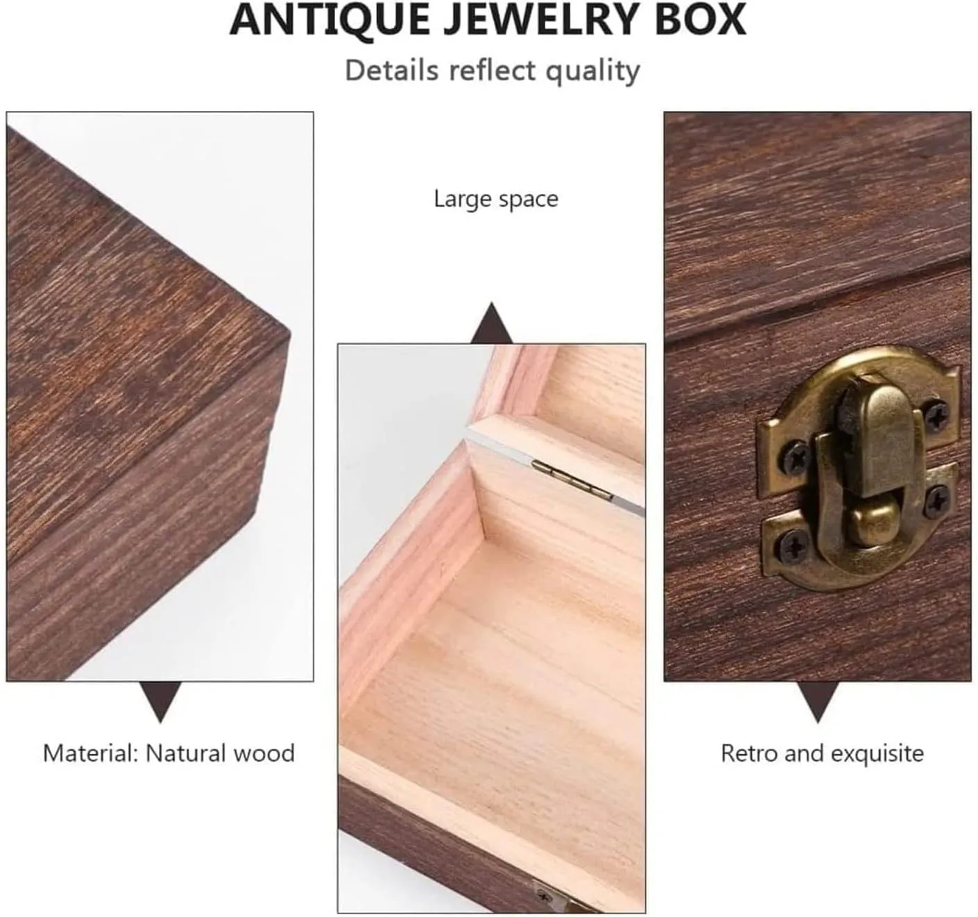 ?C Stylish and Portable Storage Organizer for Women, contrast Wood Natural Wood Watch and Jewelry Box for Men 