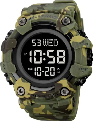 Calendar Date Day Watches FANMIS Men's Digital 50M stylize Waterproof Electronic Sport Watch Rubber Band Army Military 24H Time LED Light 164FT Water Resistant 