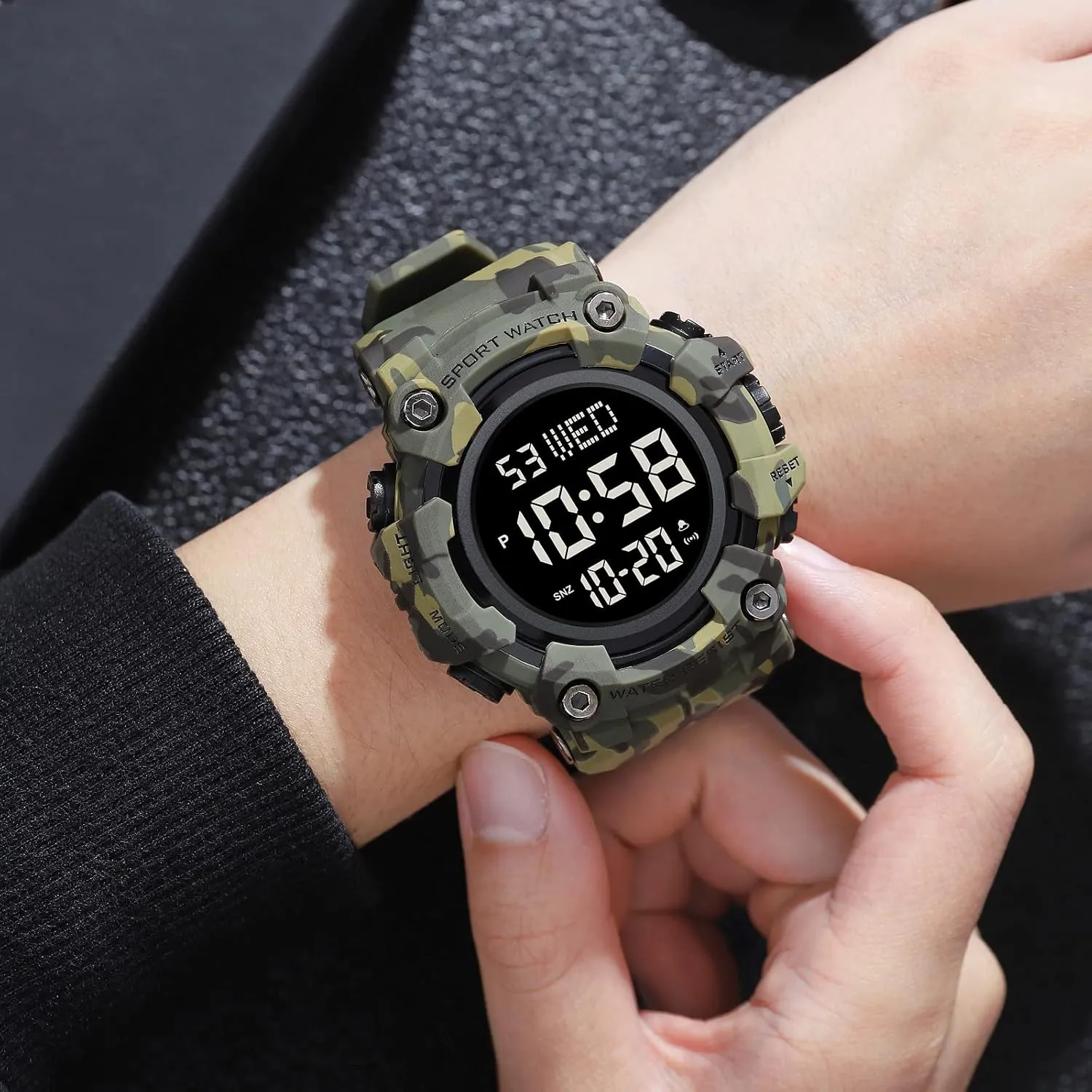 Calendar Date Day Watches FANMIS Men's Digital 50M stylize Waterproof Electronic Sport Watch Rubber Band Army Military 24H Time LED Light 164FT Water Resistant 