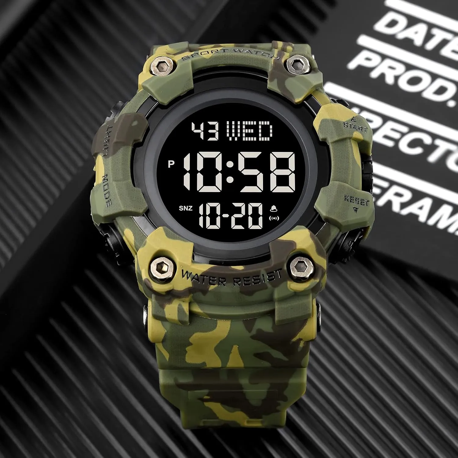 Calendar Date Day Watches FANMIS Men's Digital 50M stylize Waterproof Electronic Sport Watch Rubber Band Army Military 24H Time LED Light 164FT Water Resistant 