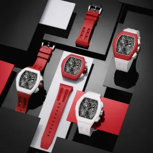 Calendar Date Large Square Face Replica Replace Strap Band (one Plus one) Mens Interchangeable Watches Waterproof 100M Unique Business Work phosphorescence seal hilly Tonneau Luxury Skeleton Wristwatch Chronograph 