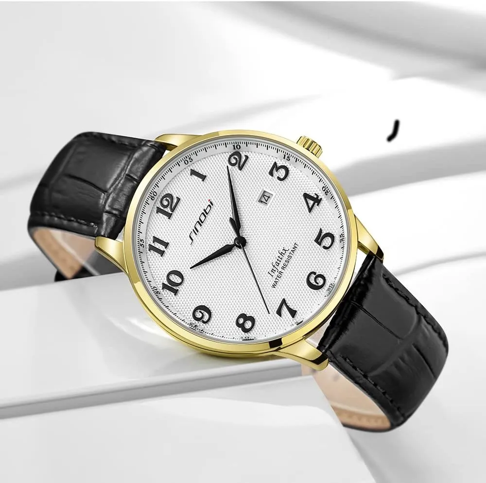 Calendar Date Water Resistant SINOBI Classic Business Men??s Watches Arabic Numerals Easy Reader Wristwatches for tremendous Men with 