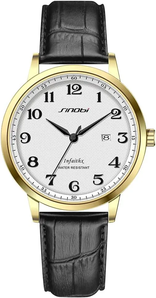Calendar Date Water Resistant SINOBI Classic Business Men??s Watches Arabic Numerals Easy Reader Wristwatches for tremendous Men with 