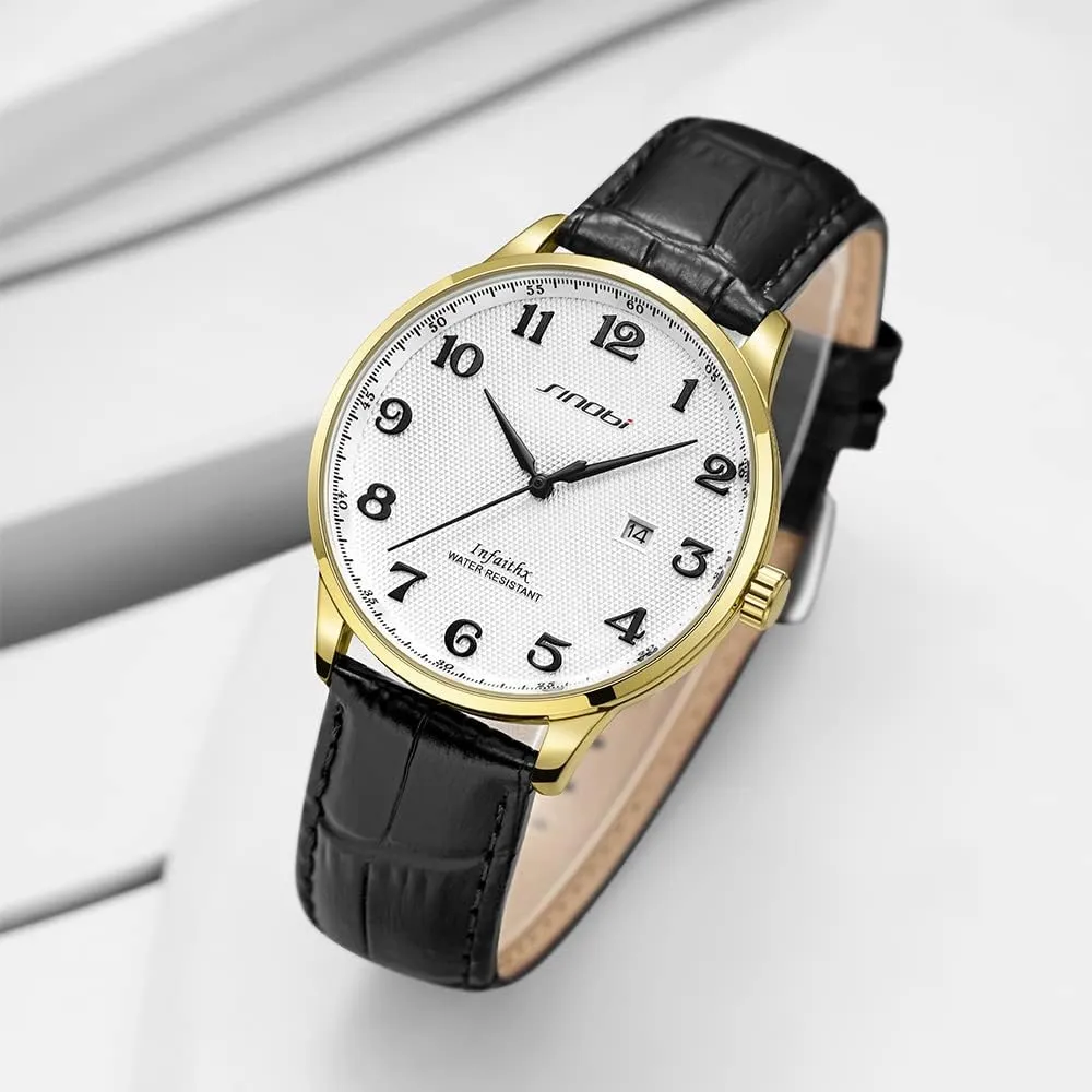 Calendar Date Water Resistant SINOBI Classic Business Men??s Watches Arabic Numerals Easy Reader Wristwatches for tremendous Men with 