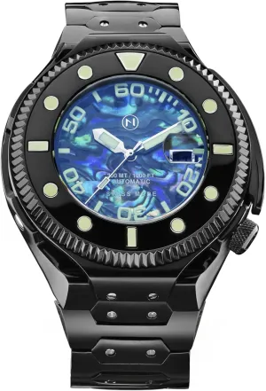 Calendar, Sapphire Crystal, Super-LumiNova, Stainless Steel Band, episode memorable cart participant documentary 50.5mm Watches NOVE Atlantean- Swiss Made Automatic Dive Watches for Men, 300m Water Resistant, Date 