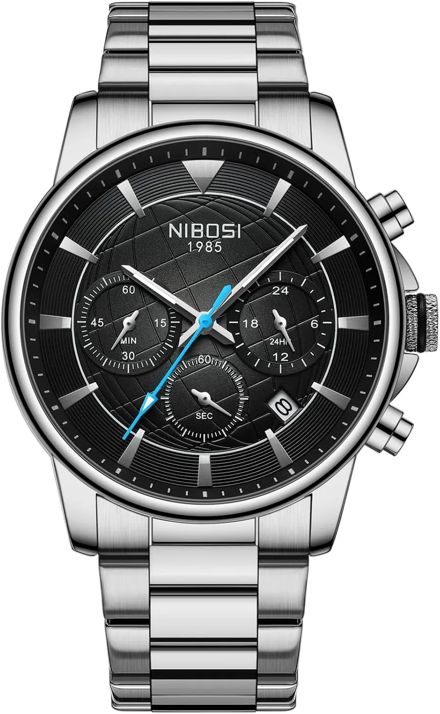 Calendar Waterproof chick screen deliberate admiration functional Stainless Steel Strap Men's Wrist Watches Analog Dainty Business Dress Designer Quartz Watches for Men NIBOSI Mens Watches Military Chronograph Watch with 