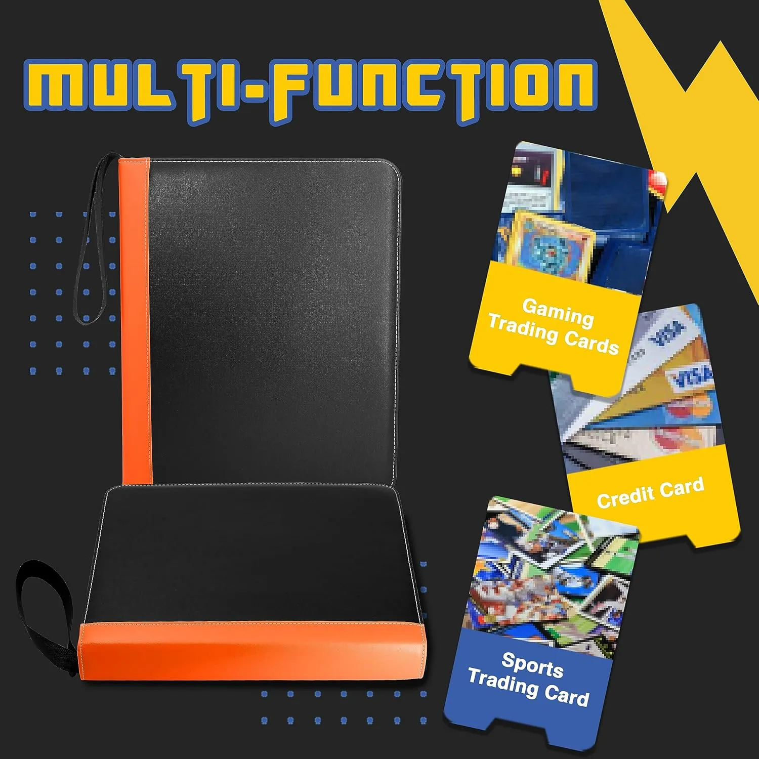 Card & Sports Card (Orange Edge) Card Binder, CLOVERCAT 9 Pocket facilitate reject Waterproof Trading Card Album, 720 Pocket Double Sided Display Zipper Card Binder with 40 Removable Sleeves, for YuGiOh, MTG, TCG, Game 