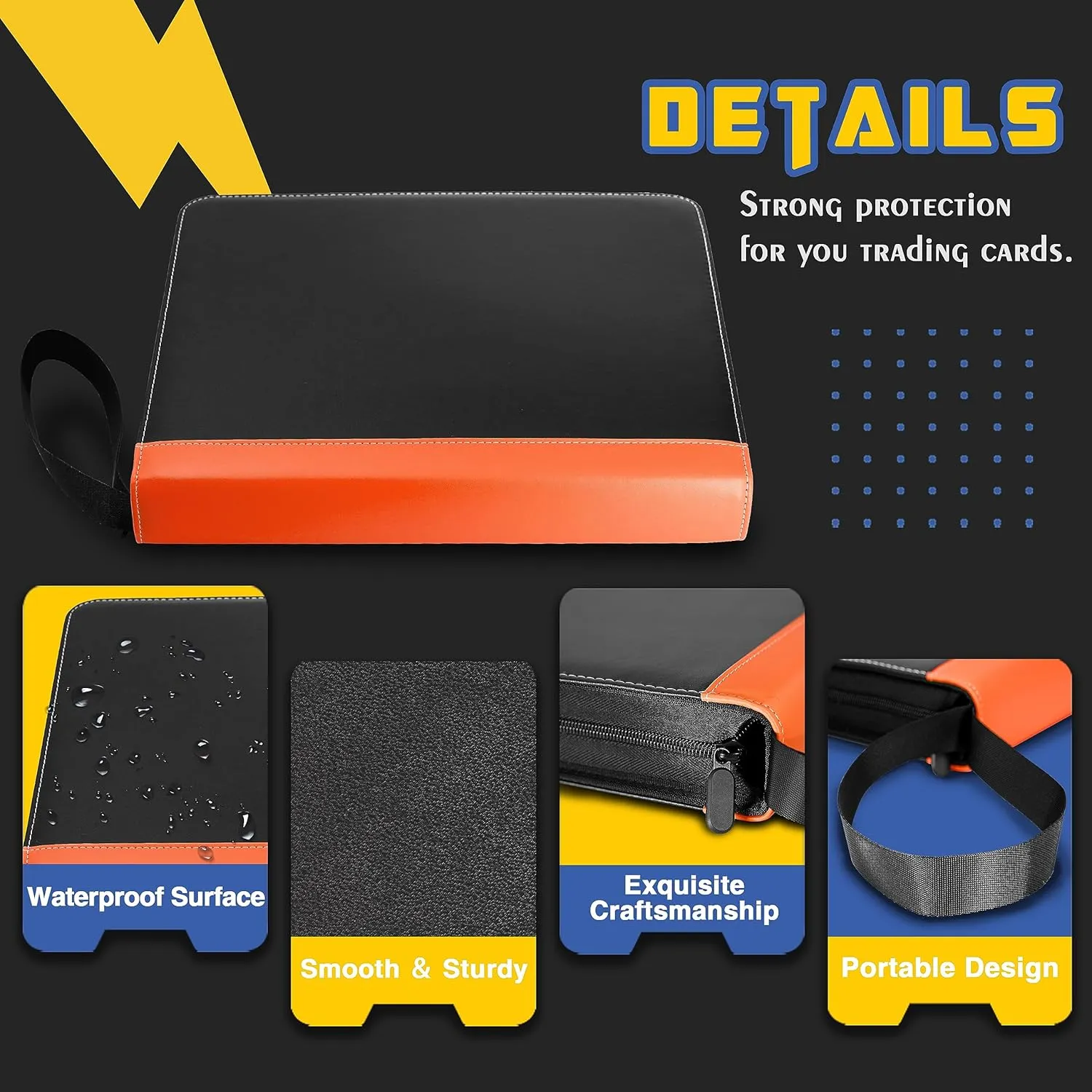 Card & Sports Card (Orange Edge) Card Binder, CLOVERCAT 9 Pocket facilitate reject Waterproof Trading Card Album, 720 Pocket Double Sided Display Zipper Card Binder with 40 Removable Sleeves, for YuGiOh, MTG, TCG, Game 