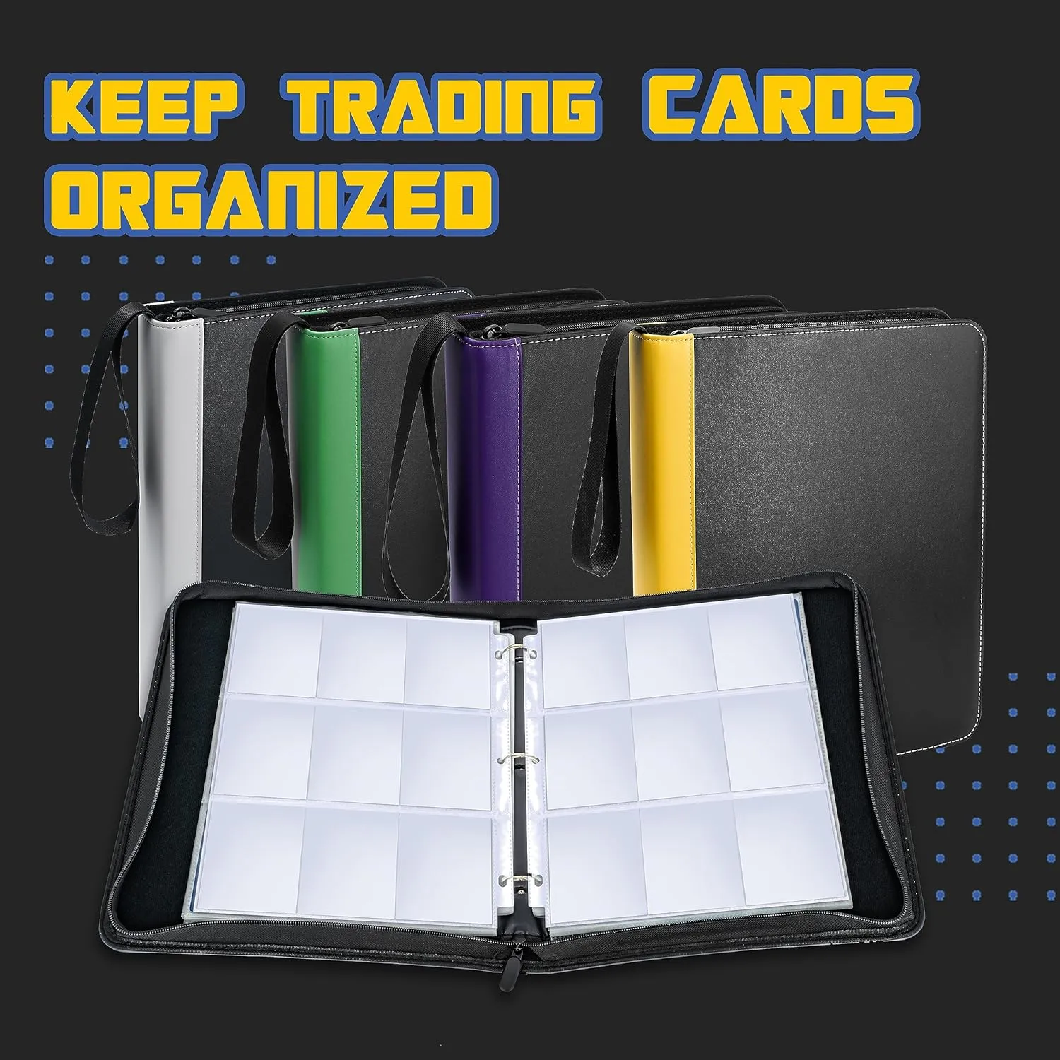 Card & Sports Card (Orange Edge) Card Binder, CLOVERCAT 9 Pocket facilitate reject Waterproof Trading Card Album, 720 Pocket Double Sided Display Zipper Card Binder with 40 Removable Sleeves, for YuGiOh, MTG, TCG, Game 