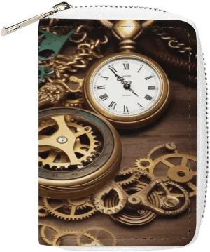 Carry-on Bags, Backpacks, Etc. Meet Your Convenient Stor Fashion Leather Steampunk Watches Keys ecosystem And Chains Printed Card Holder, Large Capacity Card Holder Small And Convenient Easily Put Into Pockets, 