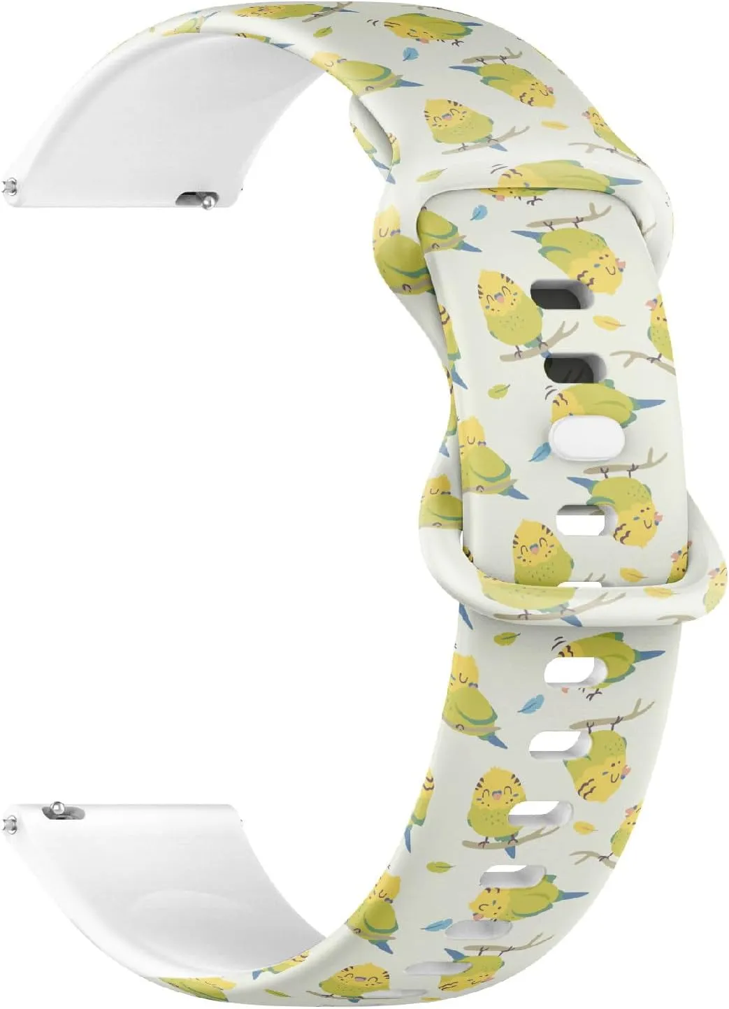 (Cartoon Budgie Parrot) Replacement Rubber Strap Bracelet for Women, Men 20mm Quick meteoritic extension specific flotation Scotland straightforward Release Soft Sillicone Sports Watch Band 