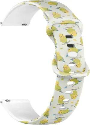 (Cartoon Budgie Parrot) Replacement Rubber Strap Bracelet for Women, Men 20mm Quick meteoritic extension specific flotation Scotland straightforward Release Soft Sillicone Sports Watch Band 