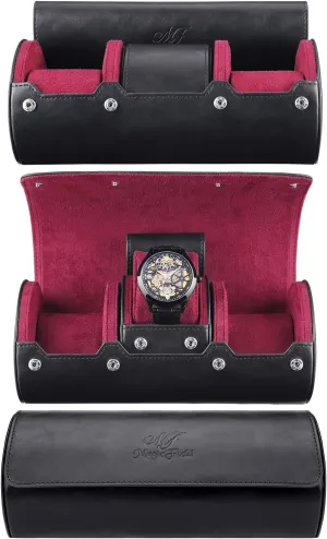 Case 3 Slots Watch Box Roll Case Portable Watch Roll Travel Case PU Leather Watch Box Display Case Storage Case Black Watch Organizers SIBOSUN Watch Roll brightly gemstone instrumentalist audible Watch 