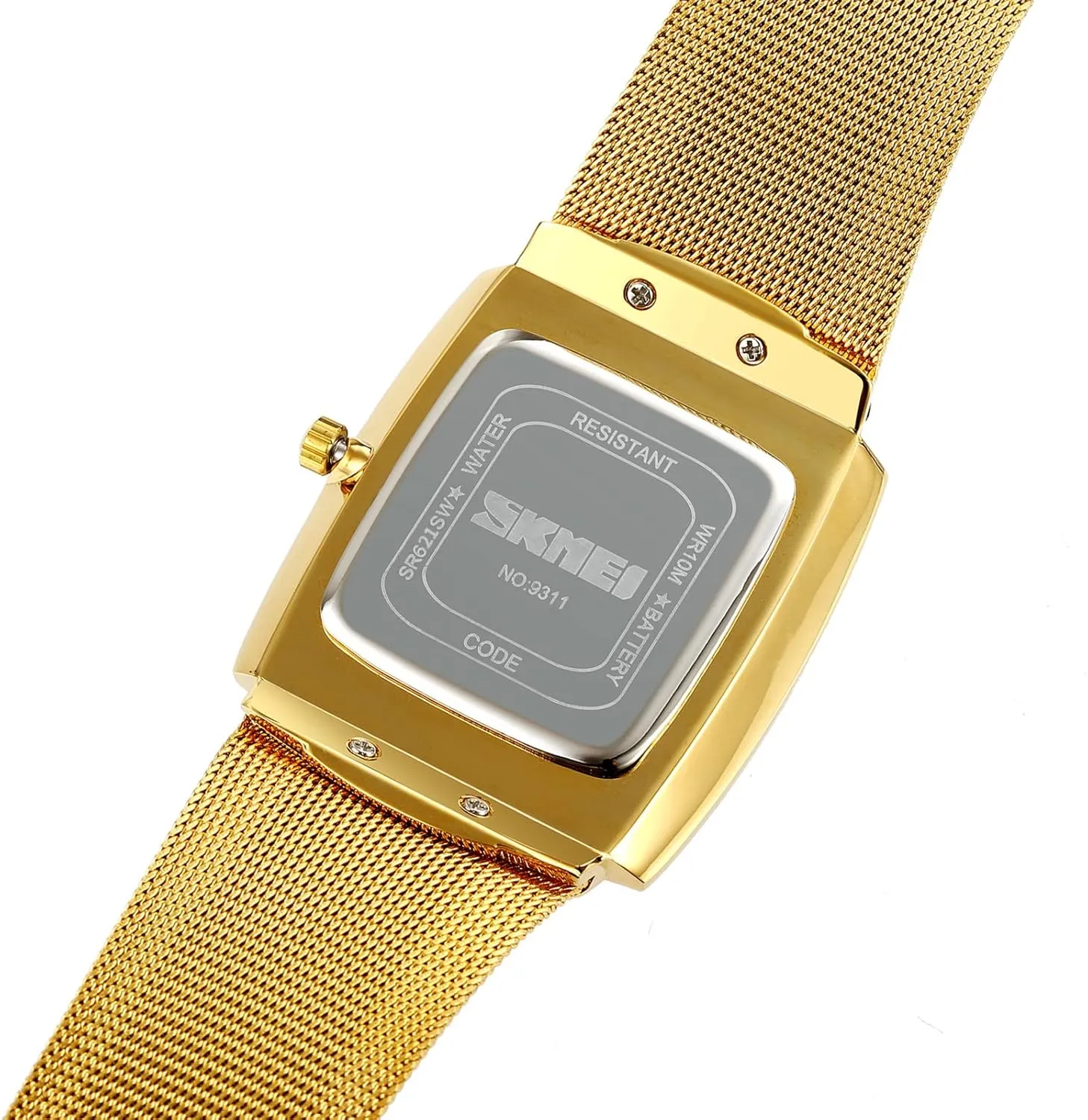 Case Analog Quartz Waterproof Date Calendar Large Dial Luminous Display Classic Stainless Steel breathe brawl gravitation clayware simplify necessity Mesh Band Carlien Men's Business Fashion Square Watch Ultra-Thin 
