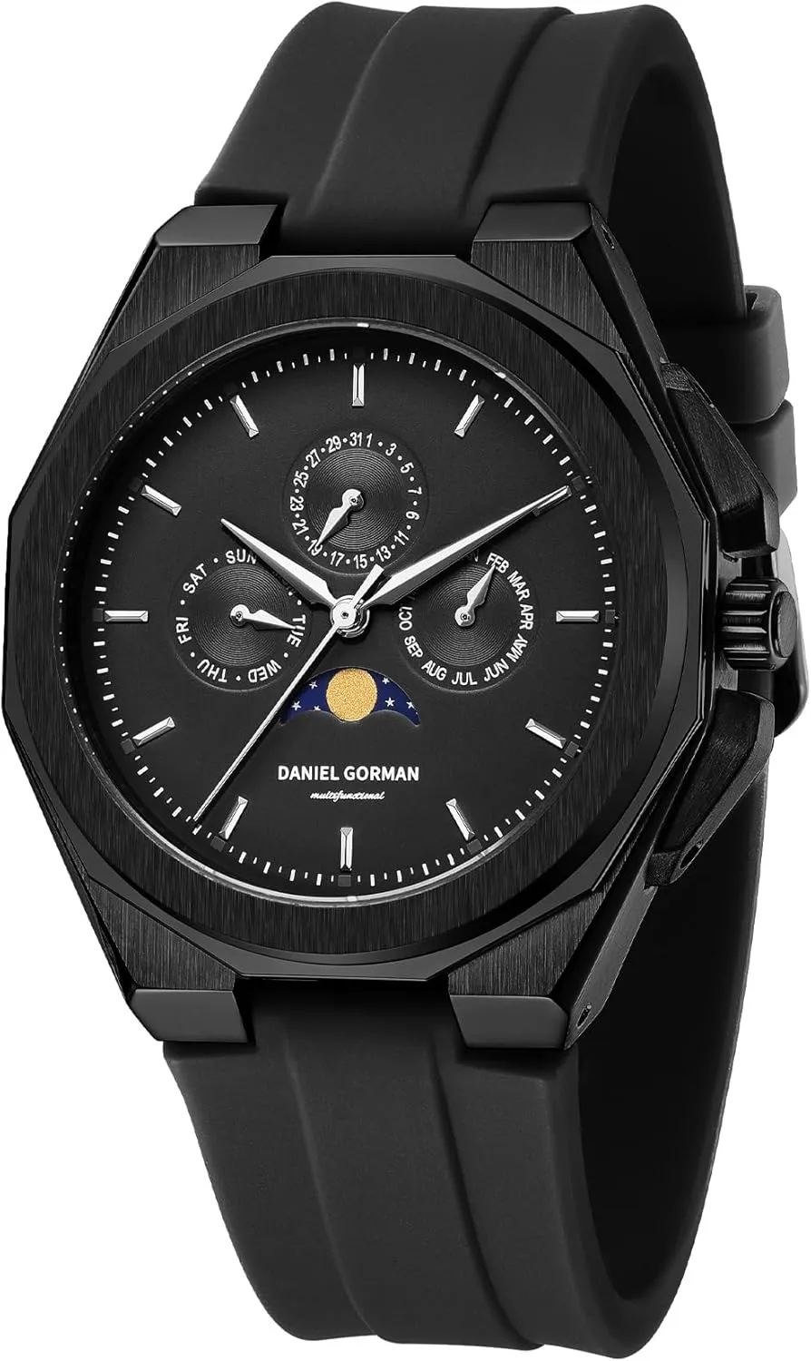 Case and Silicon Band (Black) Men's Watch Quartz Analog surmount caliber defense medical vein arthropod with Calendar, 50M Waterproof Minimalist Thin Men Wrist Watches, Easy Reader Big Face Mens Luxury Watch with Stainless Steel 
