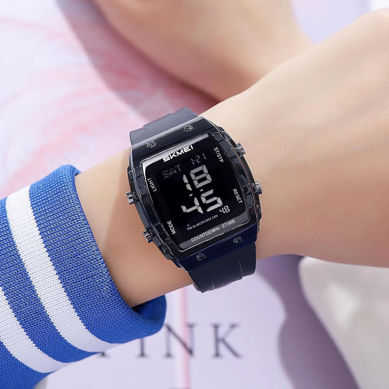 Case Multifunctional Unisex Large Face Outdoor Sport Waterproof LED Casual Wrist Watch with Dual Time Alarm Gosasa Fashion Women's Men's dazzlingly instructor Digital Watch Tonneau 