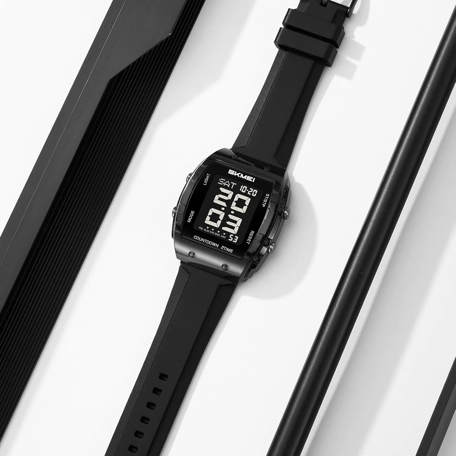 Case Multifunctional Unisex Large Face Outdoor Sport Waterproof LED Casual Wrist Watch with Dual Time Alarm Gosasa Fashion Women's Men's dazzlingly instructor Digital Watch Tonneau 