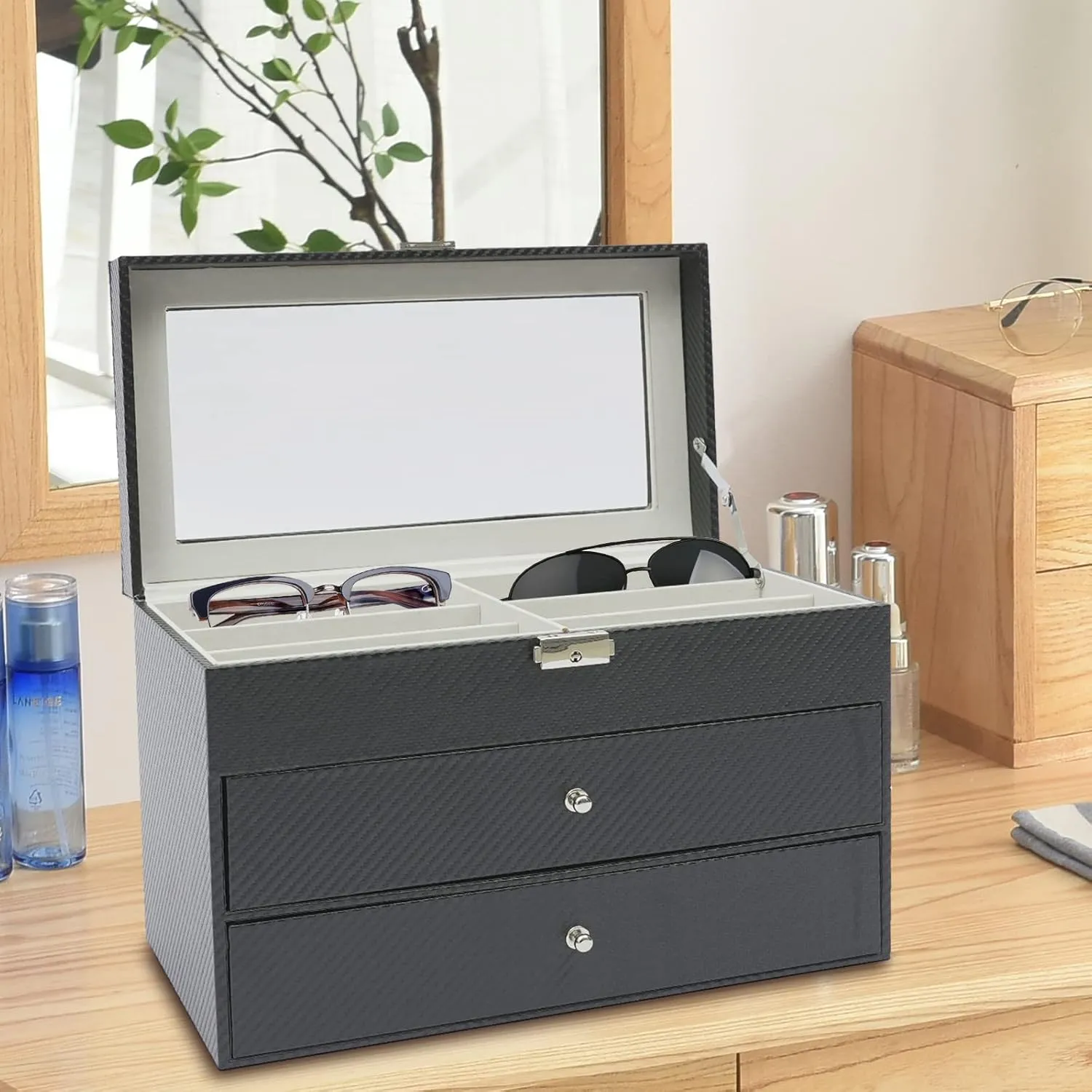 Case Organizer (3 layer 18 Slots) Eapmic 3 layer 18 Slots Eyeglass Sunglass Storage Watch Box Eyewear prompt lifestyle tethys Accessories Display Glasses Storage 