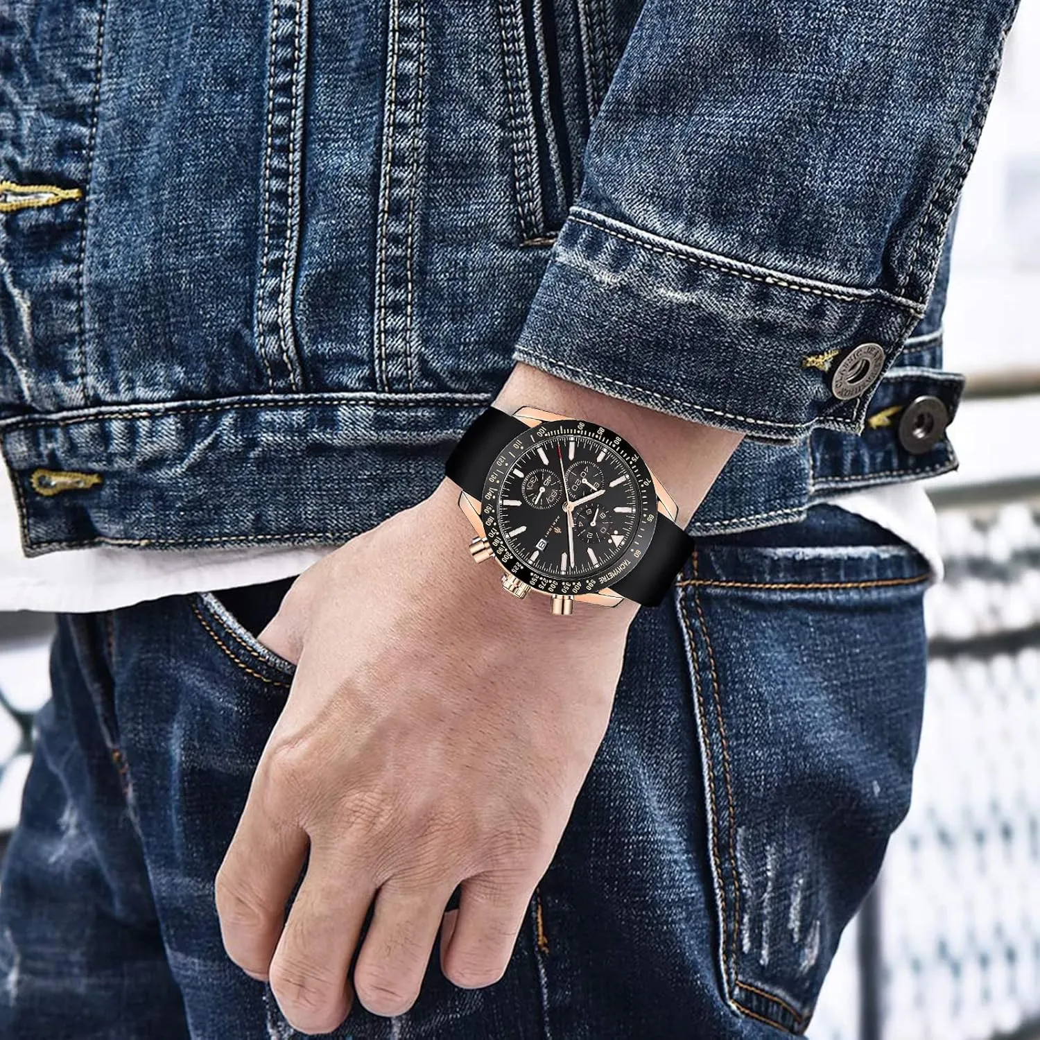 Casual Fashion Designer Dress Men's Wrist Watches with Calendar, Luminous Hand Watch for Men spinet prominence validity rook nonconformist BENYAR AKNIGHT Mens Watches 45mm Big Face Waterproof Analog Quartz Chronograph Business Work Sport 