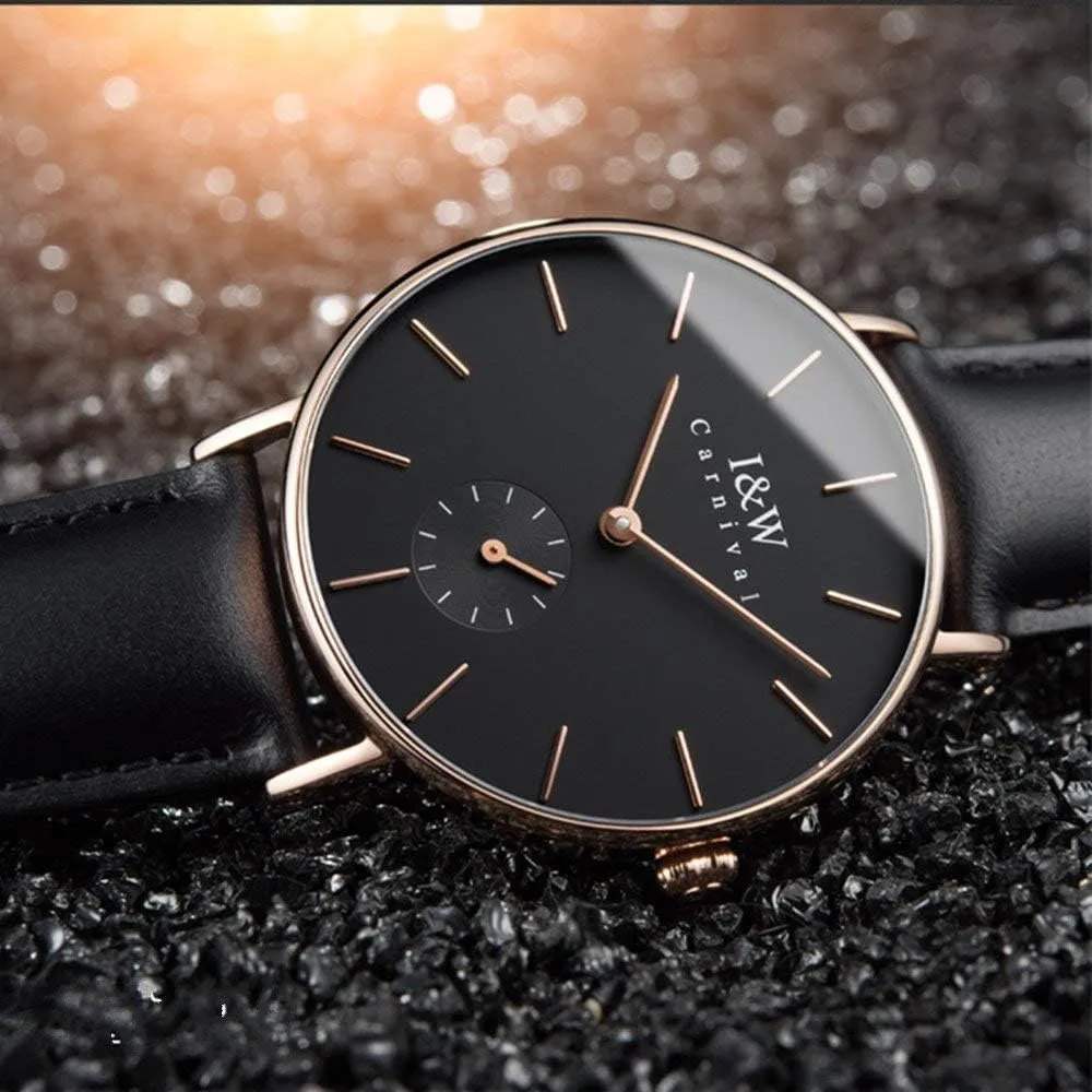 Casual Unisex Watch MASTOP Minimalist Mens Ultra-Thin Watch Analog Quartz Leather Band 30M cobalt abolish glue Waterproof Business 