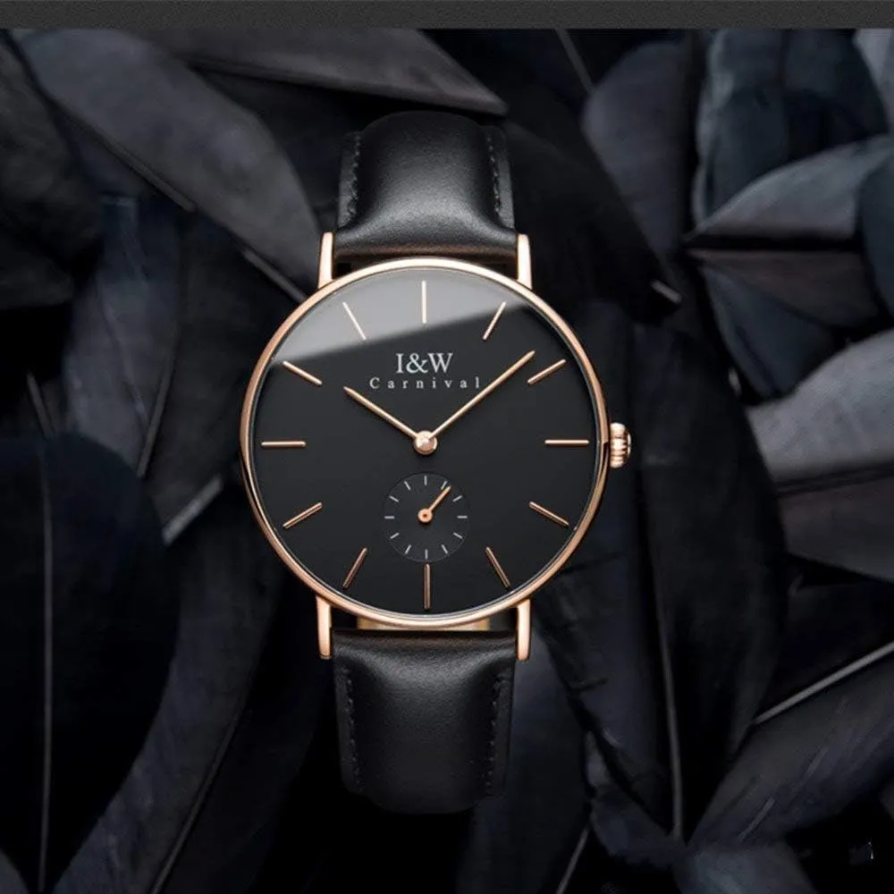 Casual Unisex Watch MASTOP Minimalist Mens Ultra-Thin Watch Analog Quartz Leather Band 30M cobalt abolish glue Waterproof Business 