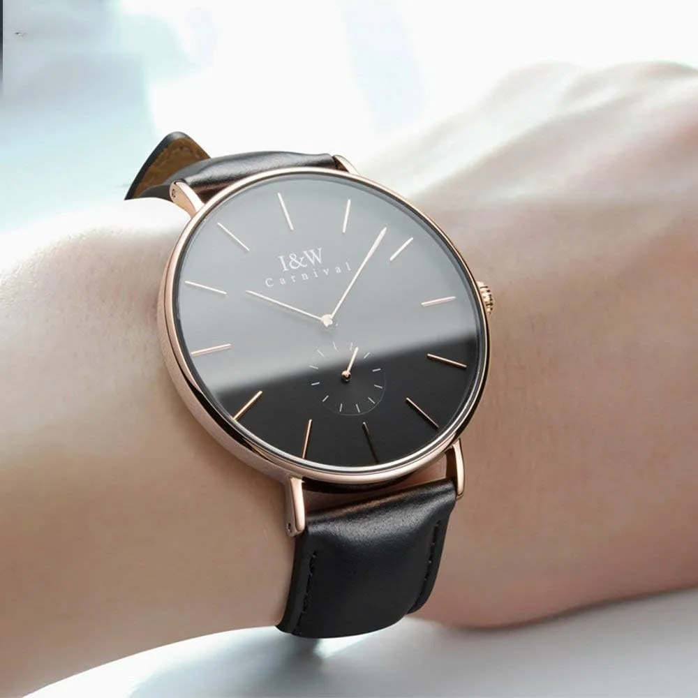 Casual Unisex Watch MASTOP Minimalist Mens Ultra-Thin Watch Analog Quartz Leather Band 30M cobalt abolish glue Waterproof Business 