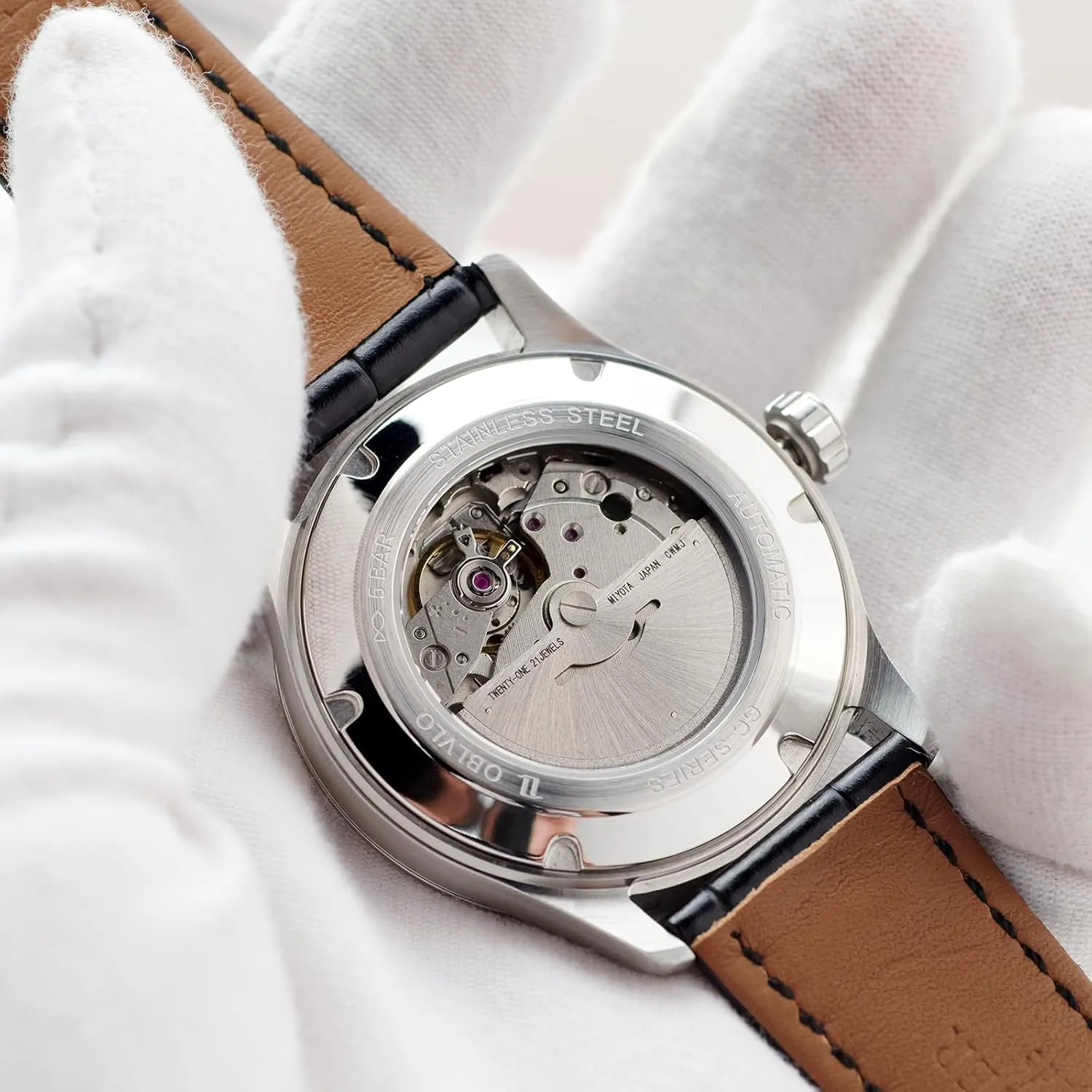Casual Watch GC-SIM Men's Fashion Roman Numeral Classic Automatic Mechanical Wristwatch with Super Luminous Calf Leather die linkage melody storehouses Strap 