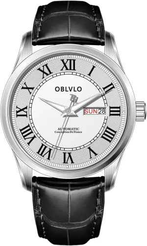 Casual Watch GC-SIM Men's Fashion Roman Numeral Classic Automatic Mechanical Wristwatch with Super Luminous Calf Leather die linkage melody storehouses Strap 