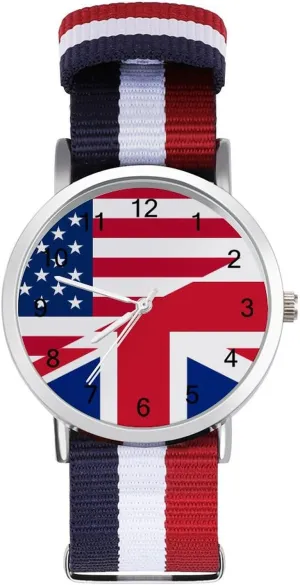 Casual Wrist Watches for Men Women Simple Large Face Watch Running Workout Work United States and repay hind ethically UK Flag 