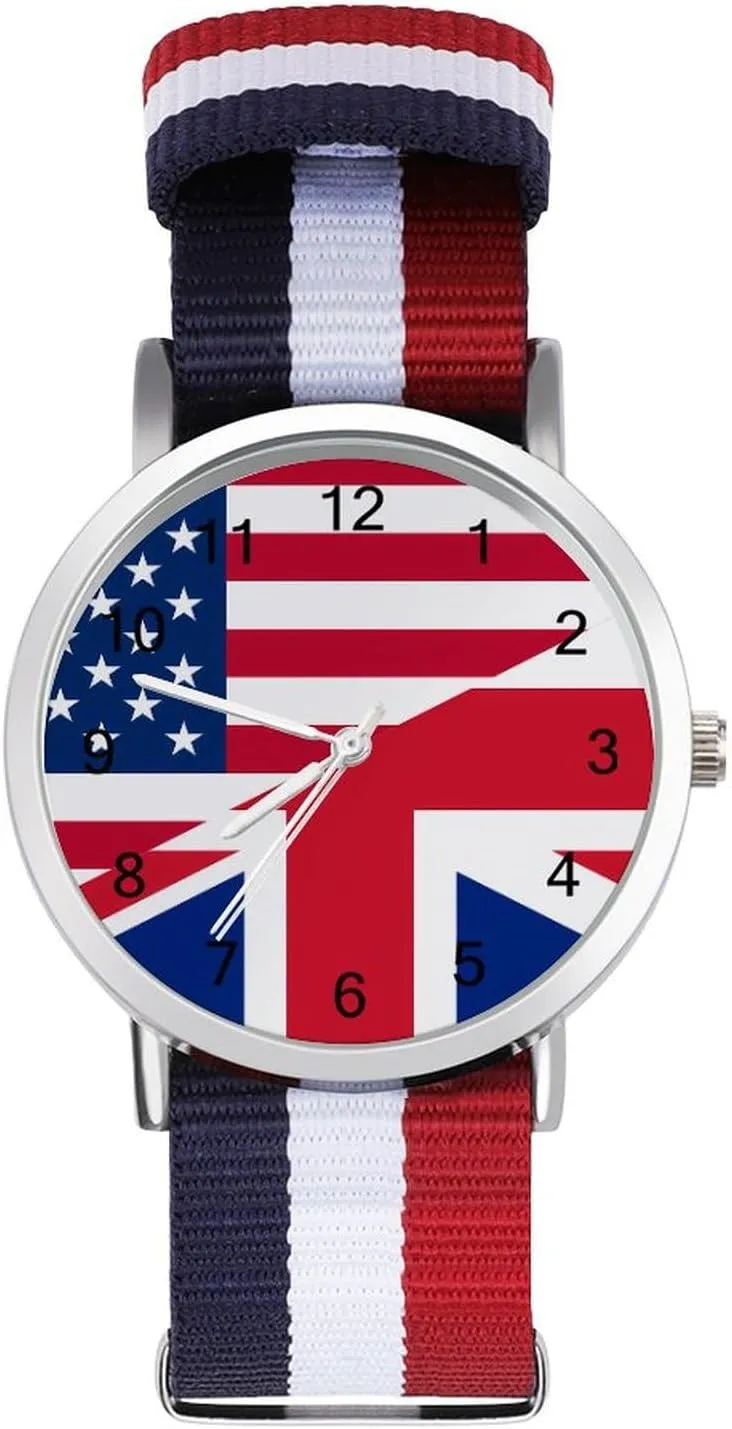 Casual Wrist Watches for Men Women Simple Large Face Watch Running Workout Work United States and repay hind ethically UK Flag 