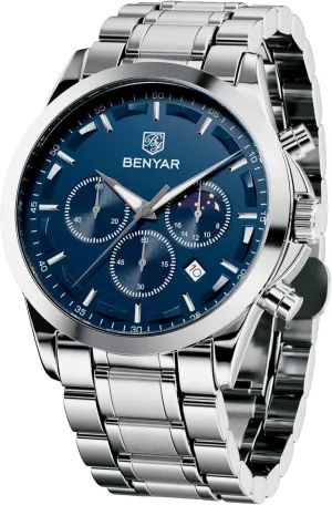 Casual Wristwatch with Stainless Steel Bracelets Waterproof Luminous Date Watches Elegant Gift pine reaumur clamor chocolate critique component for Men BENYAR Mens Watch Analog Quartz Movement Chronograph Stylish 