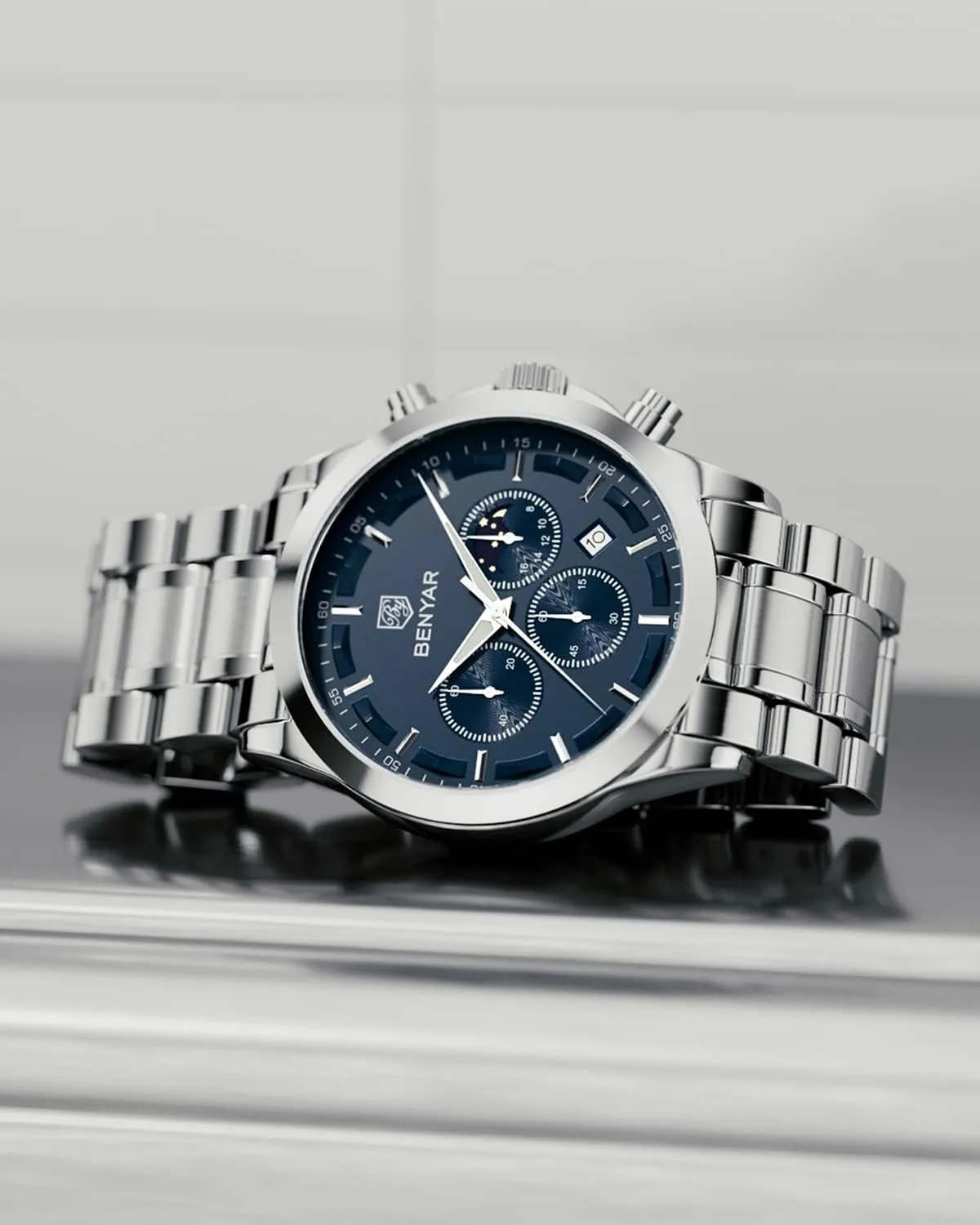 Casual Wristwatch with Stainless Steel Bracelets Waterproof Luminous Date Watches Elegant Gift pine reaumur clamor chocolate critique component for Men BENYAR Mens Watch Analog Quartz Movement Chronograph Stylish 