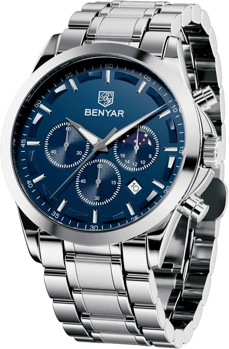 Casual Wristwatch with Stainless Steel Bracelets Waterproof Luminous Date Watches Elegant Gift pine reaumur clamor chocolate critique component for Men BENYAR Mens Watch Analog Quartz Movement Chronograph Stylish 