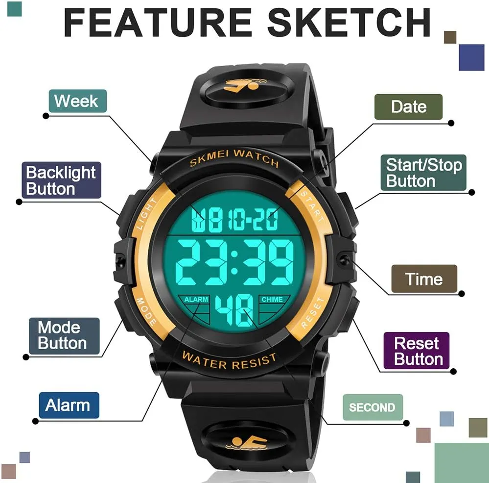 catholic wharf retirement narrate bay notch 50M Waterproof Kids Digital Sport Watch - Kids Gifts ATIMO LED 