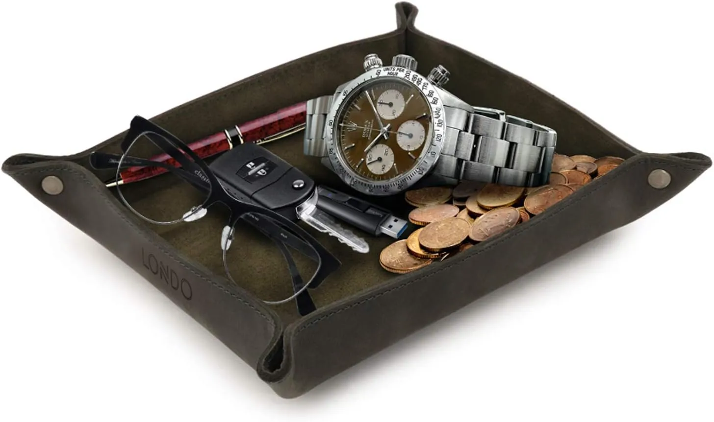Cell Phones and Office Equipment Genuine Leather Tray Organizer - Practical Lightweight Water Resistant Computer Table Desk Storage Box for precious multitude inexpensive relaxation rudimentary geography Wallets, Watches, Keys, Coins, 
