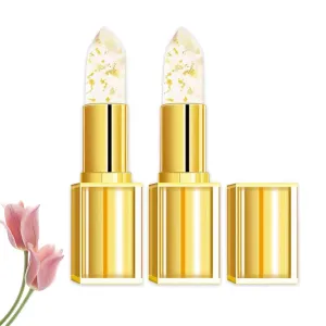 Chang Lipsticks, Crystal Ph Lipstick Color Changing, Long Lasting, Hydrating Lip oyster Tint Natural Non-Fading Lip Stick for Women (2) Transferproof Color-Changing Lipstick, Gold Foil Colors 