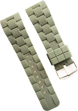 charitable Watch Band Strap 24mm Green Waterproof Silicone Rubber Curved End Dive 
