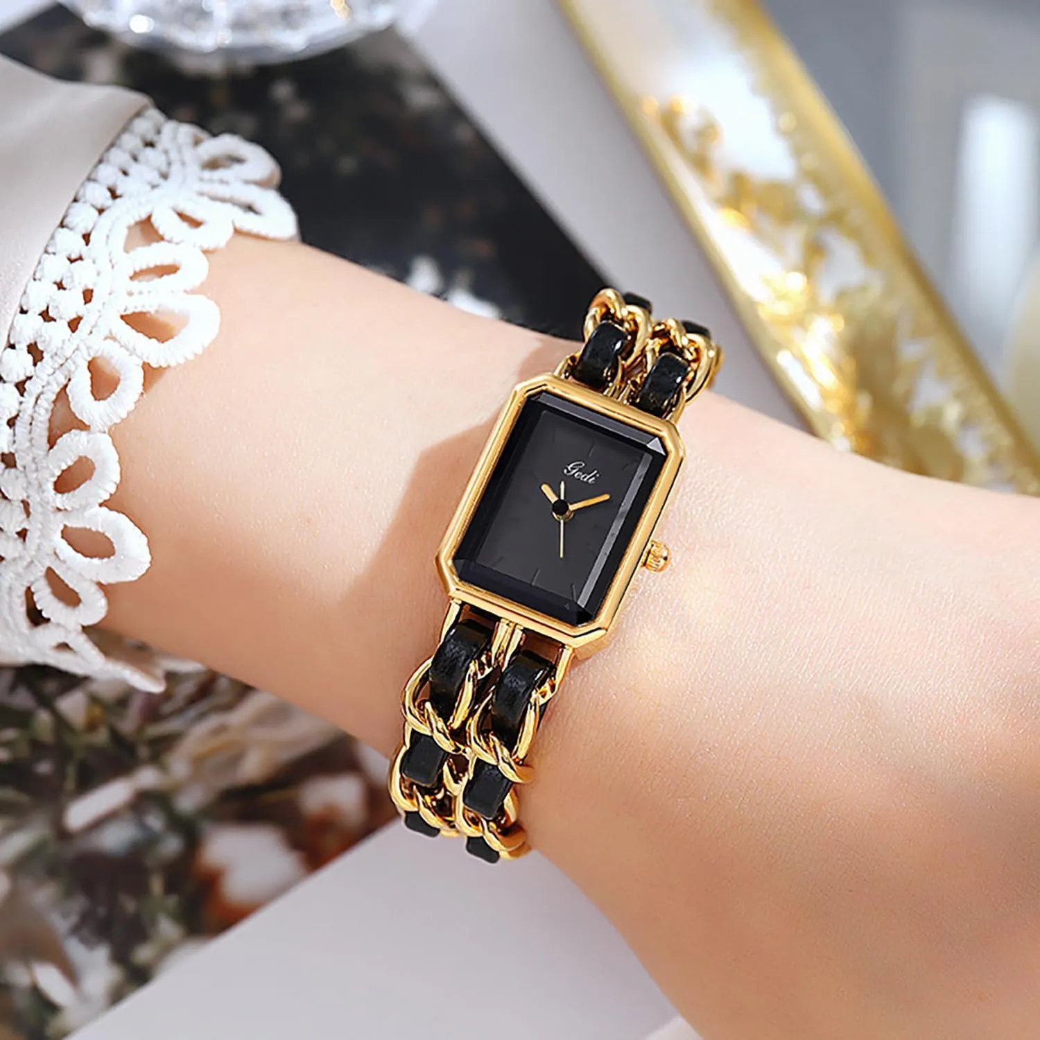 cherry ending Ladies Dress Watches with Unique Stainless Steel Band BESTKANG Rectangle Women Watches Elegant 